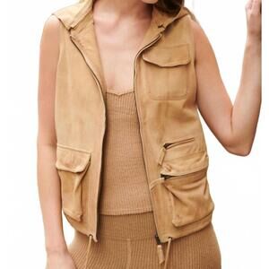 NEW JAKETT greta waxed suede vest in chamois